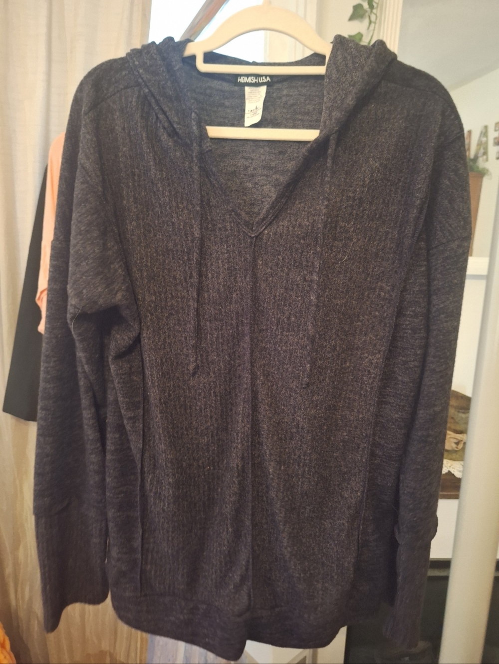 Hooded, Ribbed Long Sleeve Pull Over Sweater